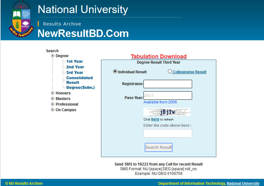 National University Degree Option To Get Result, Degree First, Second, Third Year Exam Result Download, Marksheet, NU Results 1st Year, 2nd Year, 3rd Year 2020